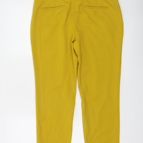 Zara Women Yellow Slim Cropped Trousers Size 12 Stretch Workwear