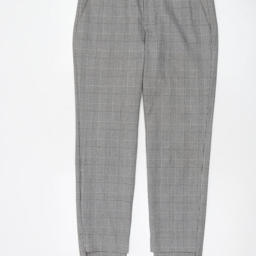 Zara Women Grey Check Slim Tapered Trousers Size 8