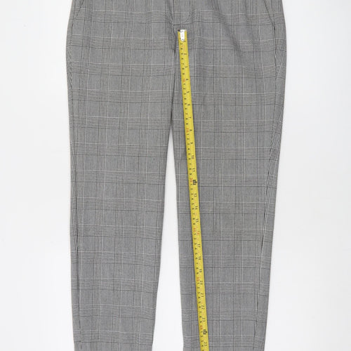 Zara Women Grey Check Slim Tapered Trousers Size 8