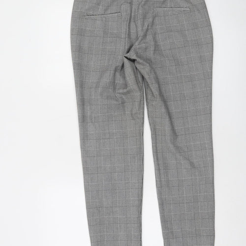 Zara Women Grey Check Slim Tapered Trousers Size 8