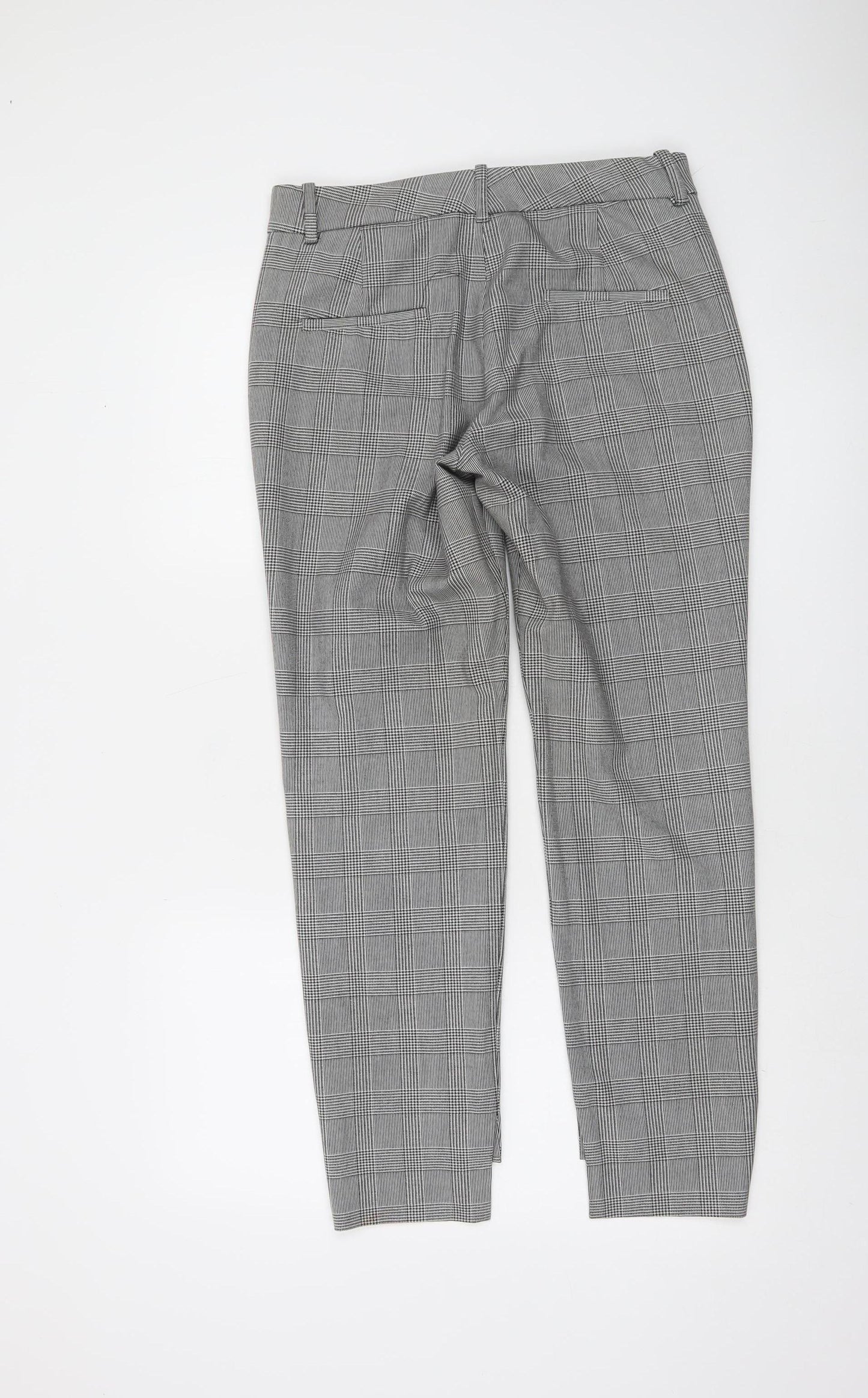 Zara Women Grey Check Slim Tapered Trousers Size 8