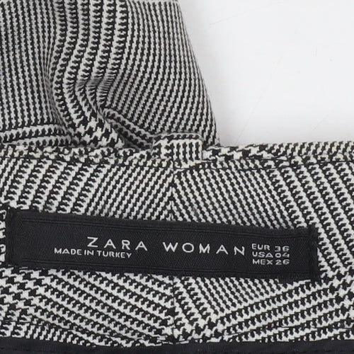 Zara Women Grey Check Slim Tapered Trousers Size 8