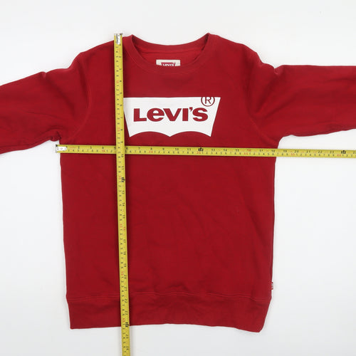 Levi's Boys Red Graphic Logo Pullover Sweatshirt 16 Years Fleece Crew Neck