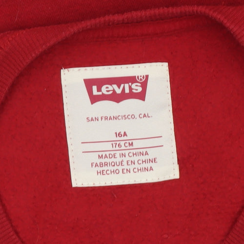 Levi's Boys Red Graphic Logo Pullover Sweatshirt 16 Years Fleece Crew Neck