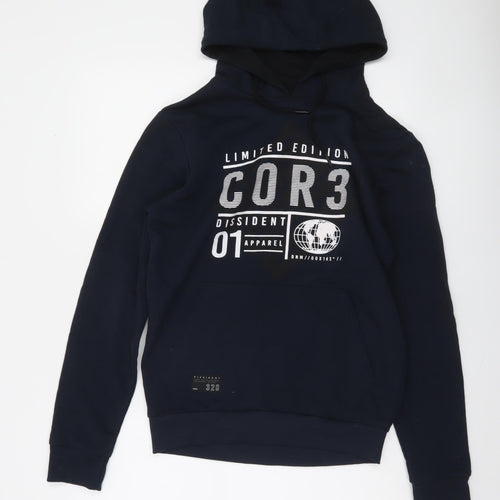 Dissident Men’s Blue Pullover Hoodie S Graphic Print Fleece