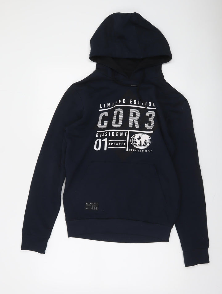 Dissident Men’s Blue Pullover Hoodie S Graphic Print Fleece