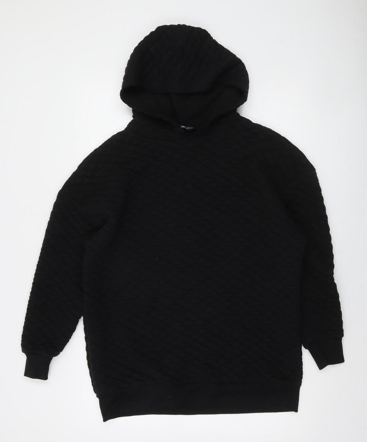 Threadbare Womens Black Quilted Pullover Hoodie Size 6