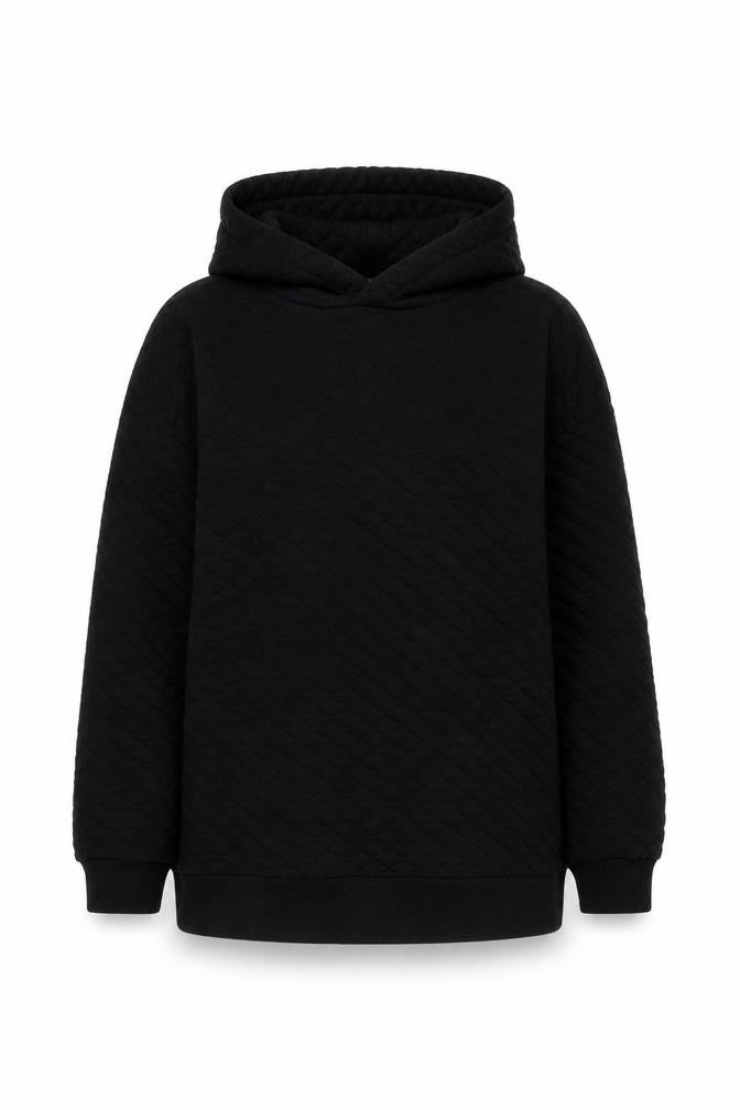 Threadbare Womens Black Quilted Pullover Hoodie Size 6