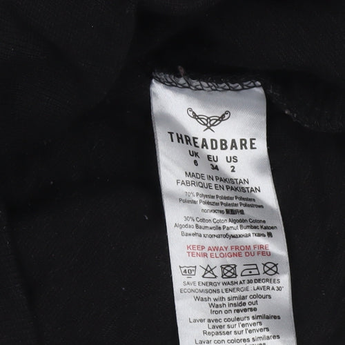 Threadbare Womens Black Quilted Pullover Hoodie Size 6