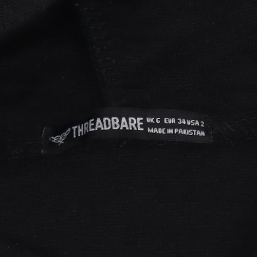 Threadbare Womens Black Quilted Pullover Hoodie Size 6