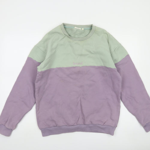 Bound Womens Lilac & Mint Colourblock Crew Neck Cotton Sweatshirt M