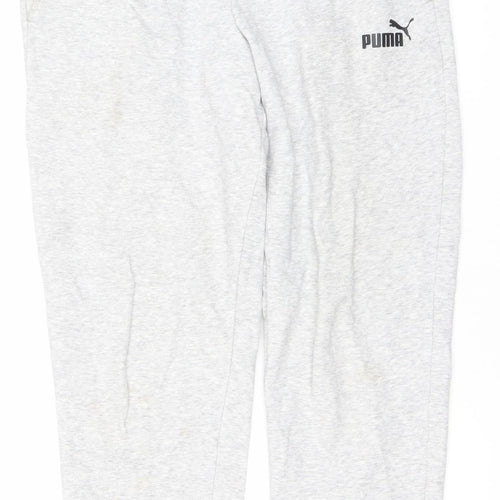 Puma Women Grey Small Jogger Sweatpants - Cotton Blend Lined Comfort