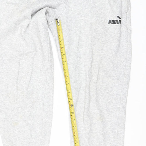 Puma Women Grey Small Jogger Sweatpants - Cotton Blend Lined Comfort
