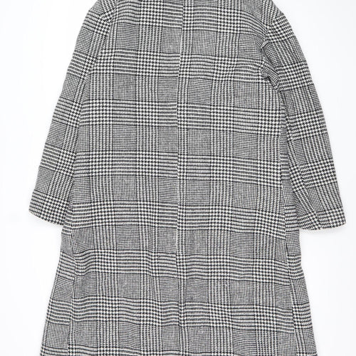Pitti Women’s Black Check Wool Blend Long Overcoat Size L