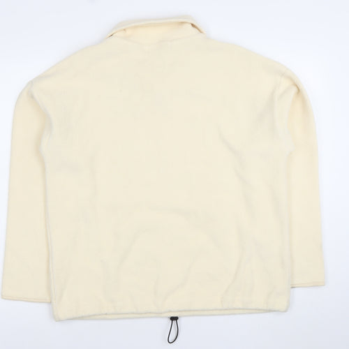 Exerify Women Beige Fleece 1/4 Zip Pullover Sweatshirt Size S