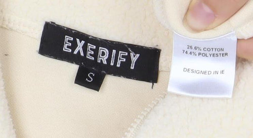 Exerify Women Beige Fleece 1/4 Zip Pullover Sweatshirt Size S