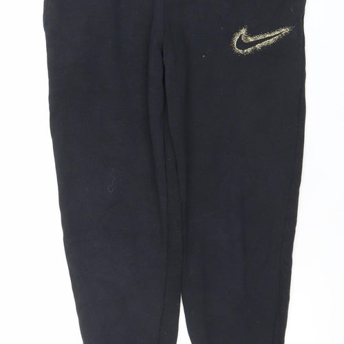 Nike Girls Black Jogger Trousers Size 146cm Fleece Sports Sweatpants