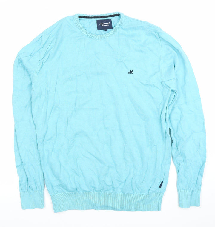 Mineral Clothing Co. Women's Blue Cotton Crew Neck Jumper Size L