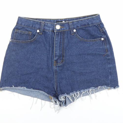 Boohoo Blue Women's Blue Size 10 High Waist Cut-Off Denim Shorts