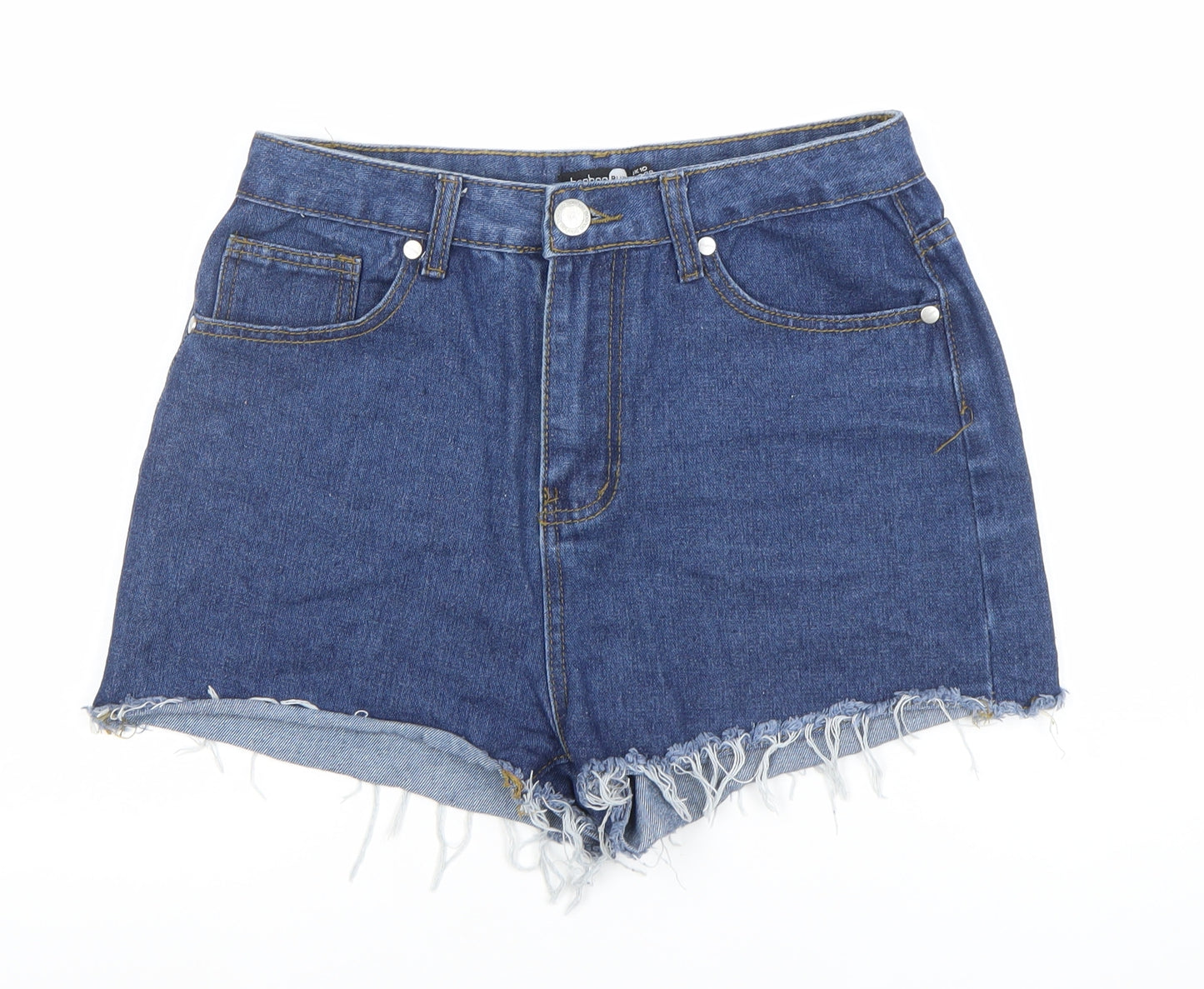 Boohoo Blue Women's Blue Size 10 High Waist Cut-Off Denim Shorts