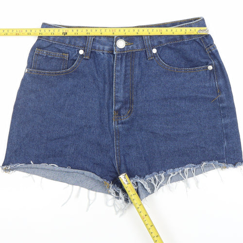 Boohoo Blue Women's Blue Size 10 High Waist Cut-Off Denim Shorts