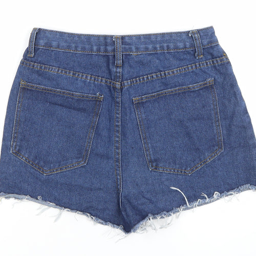 Boohoo Blue Women's Blue Size 10 High Waist Cut-Off Denim Shorts