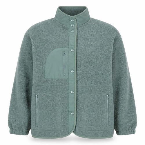 Dames Stores Womens Green Fleece Jacket Size 14 Relaxed Fit Warm Zip Pockets