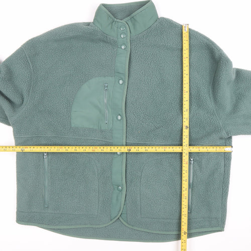 Dames Stores Womens Green Fleece Jacket Size 14 Relaxed Fit Warm Zip Pockets
