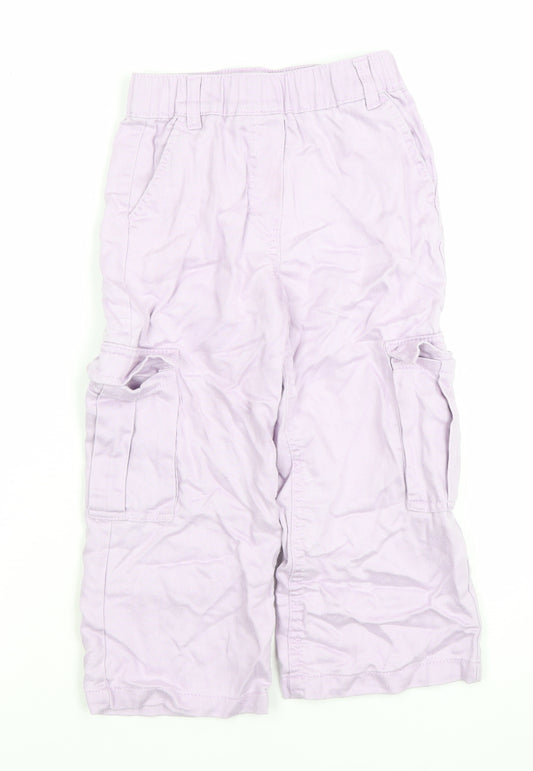 Dunnes Stores Girls Lilac Cargo Trousers Age 4-5 Elastic Waist