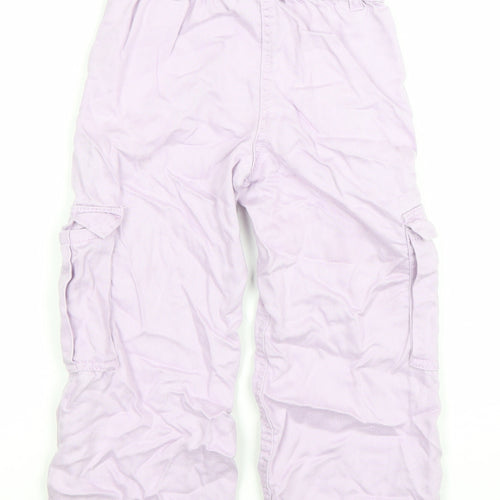 Dunnes Stores Girls Lilac Cargo Trousers Age 4-5 Elastic Waist