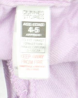 Dunnes Stores Girls Lilac Cargo Trousers Age 4-5 Elastic Waist