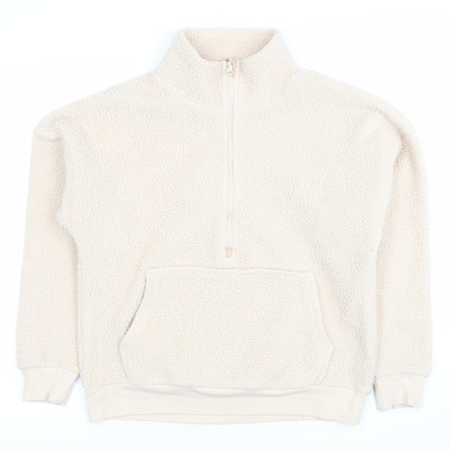 Dunnes Women Beige 1/2 Zip Fleece Pullover Sweatshirt XS