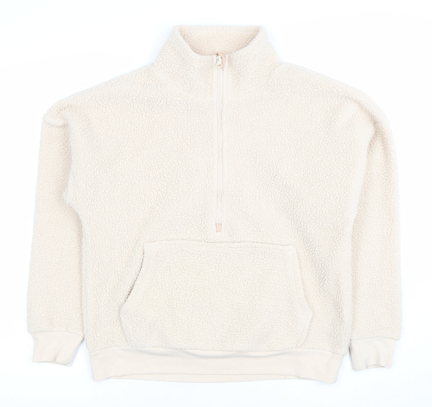 Dunnes Women Beige 1/2 Zip Fleece Pullover Sweatshirt XS