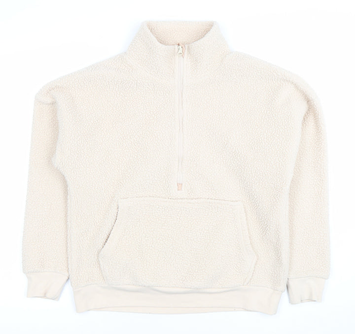 Dunnes Women Beige 1/2 Zip Fleece Pullover Sweatshirt XS