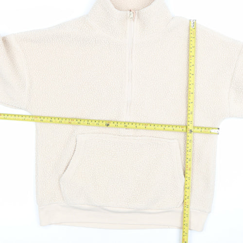Dunnes Women Beige 1/2 Zip Fleece Pullover Sweatshirt XS