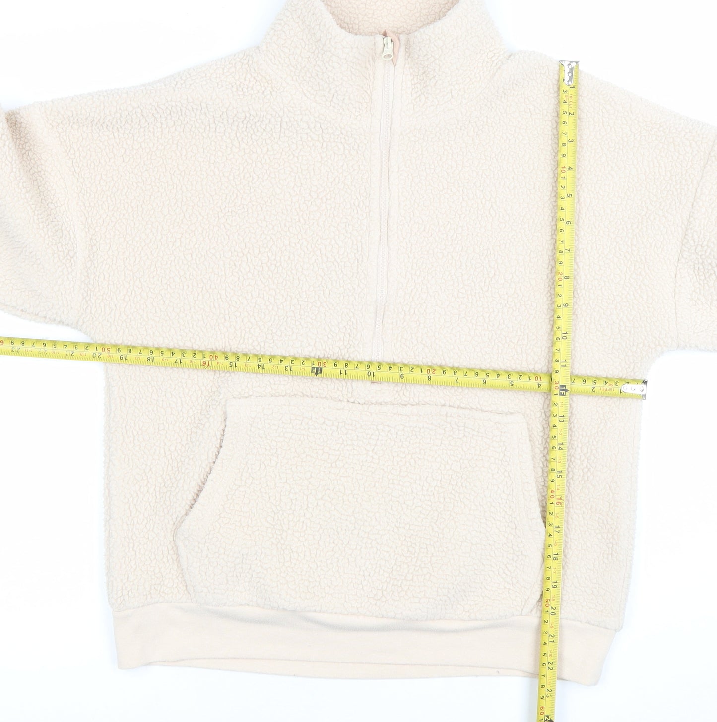 Dunnes Women Beige 1/2 Zip Fleece Pullover Sweatshirt XS