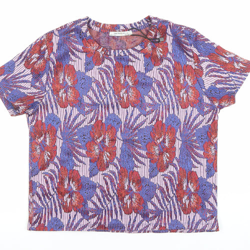 Zara Trafaluc Women's Multicoloured Floral Short Sleeve T-Shirt Size S