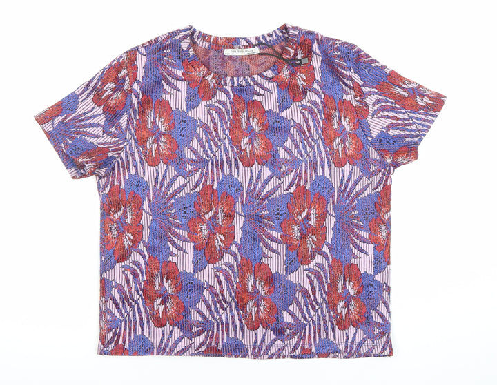 Zara Trafaluc Women's Multicoloured Floral Short Sleeve T-Shirt Size S