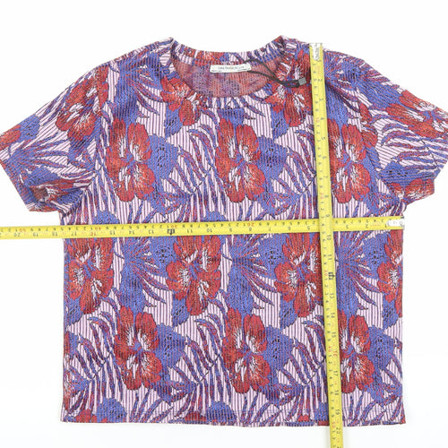 Zara Trafaluc Women's Multicoloured Floral Short Sleeve T-Shirt Size S
