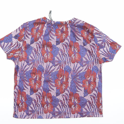 Zara Trafaluc Women's Multicoloured Floral Short Sleeve T-Shirt Size S