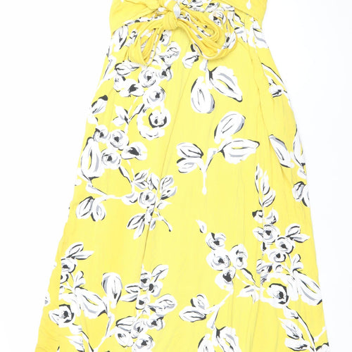 JoJo Maman Bébé Yellow Floral Maxi Maternity Dress S Sleeveless Long