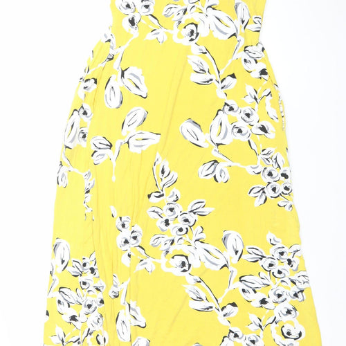 JoJo Maman Bébé Yellow Floral Maxi Maternity Dress S Sleeveless Long