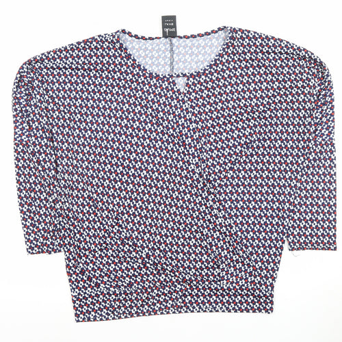 Jaime La Vie Paris Women's Multicoloured Geometric Wrap Blouse Size L