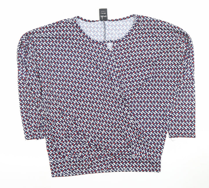 Jaime La Vie Paris Women's Multicoloured Geometric Wrap Blouse Size L