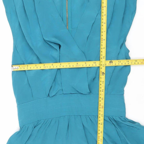 Whistles Women's Blue Silk Wrap Blouse Top Size 10