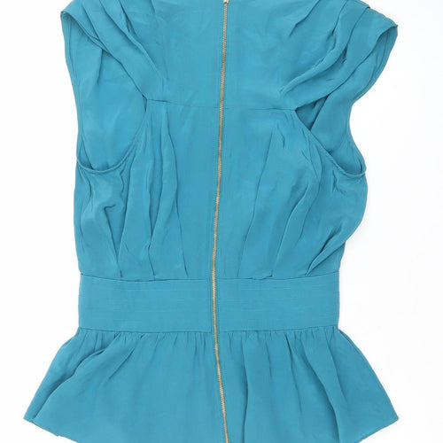 Whistles Women's Blue Silk Wrap Blouse Top Size 10