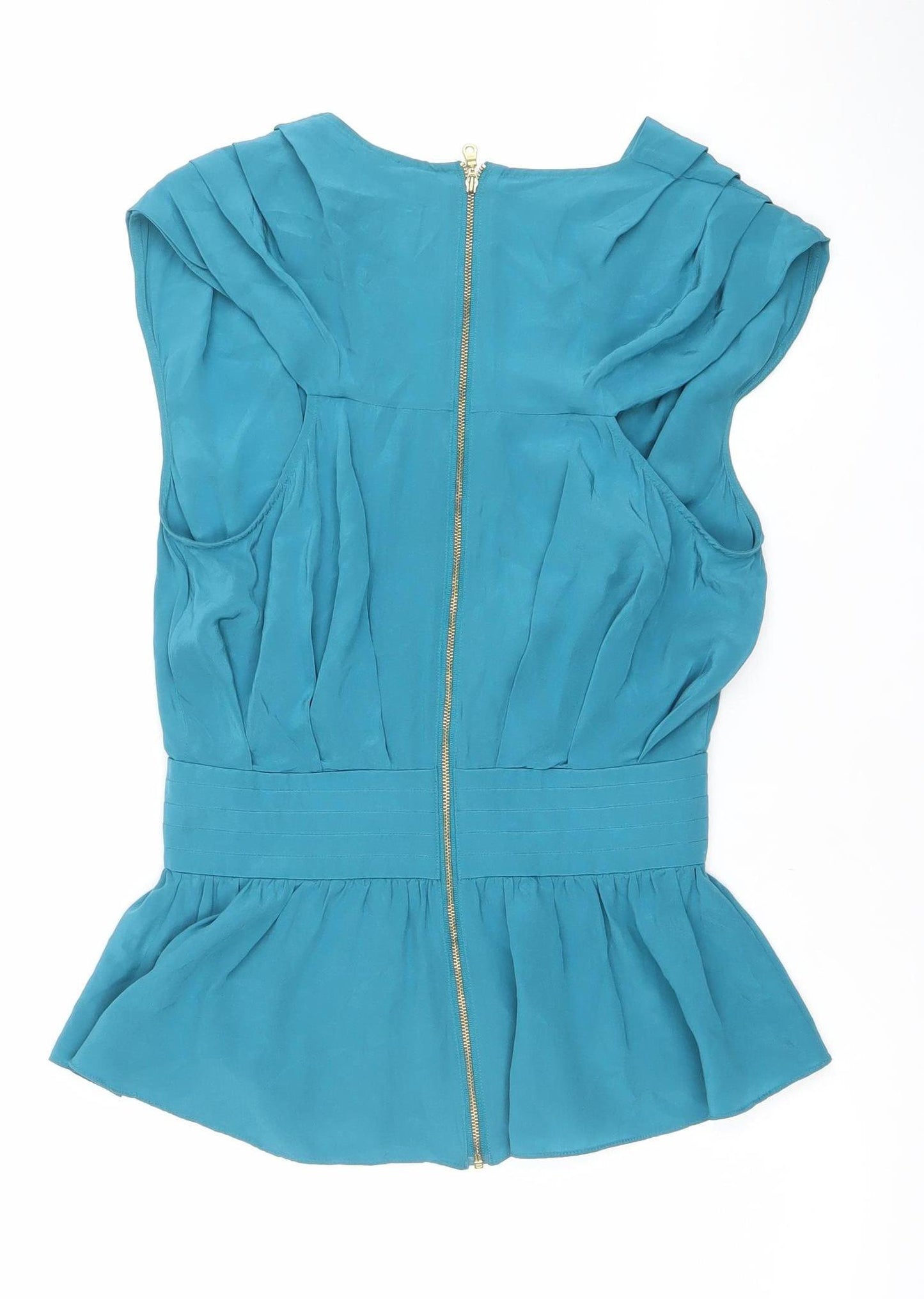 Whistles Women's Blue Silk Wrap Blouse Top Size 10