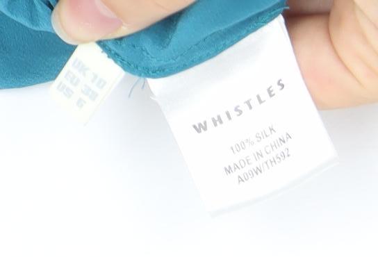 Whistles Women's Blue Silk Wrap Blouse Top Size 10