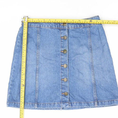 Denim Co Women’s Blue Denim Button Front Knee Length Skirt Size 10