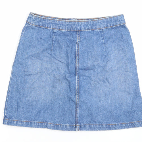 Denim Co Women’s Blue Denim Button Front Knee Length Skirt Size 10